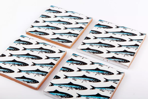 Set 4 sotagots de ceràmica «Sardines»