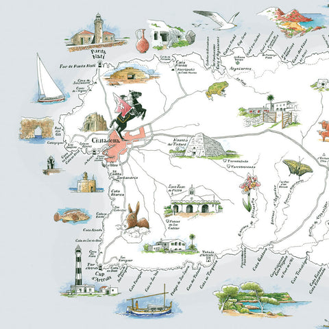 Lámina mapa ilustrado de Menorca