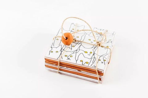 Set 4 posavasos de cerámica «Gatos»