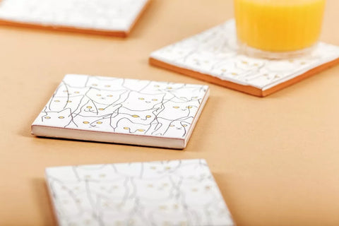 Set 4 posavasos de cerámica «Gatos»