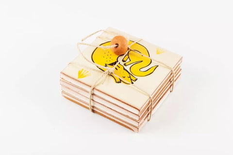 Set 4 posavasos de cerámica «Perros»