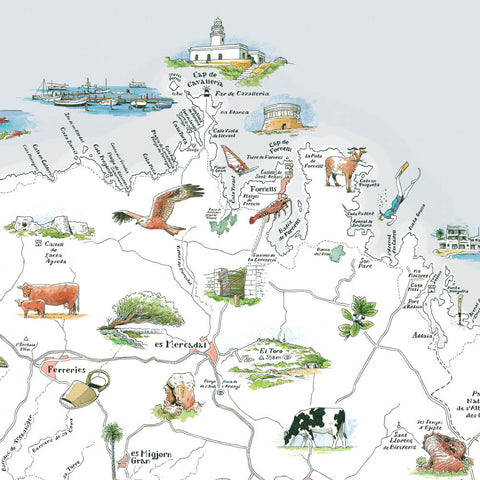 Lámina mapa ilustrado de Menorca